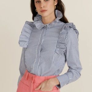 Maria de la Orden Mizou Shirt Blue & white Stripe EU 42 US 10.
